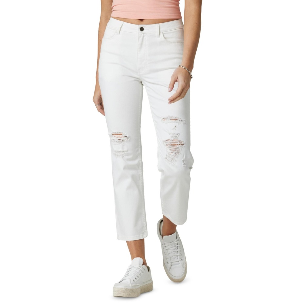 Wrangler Cropped Jeans Womens 12/31 White  Distressed Straight Leg